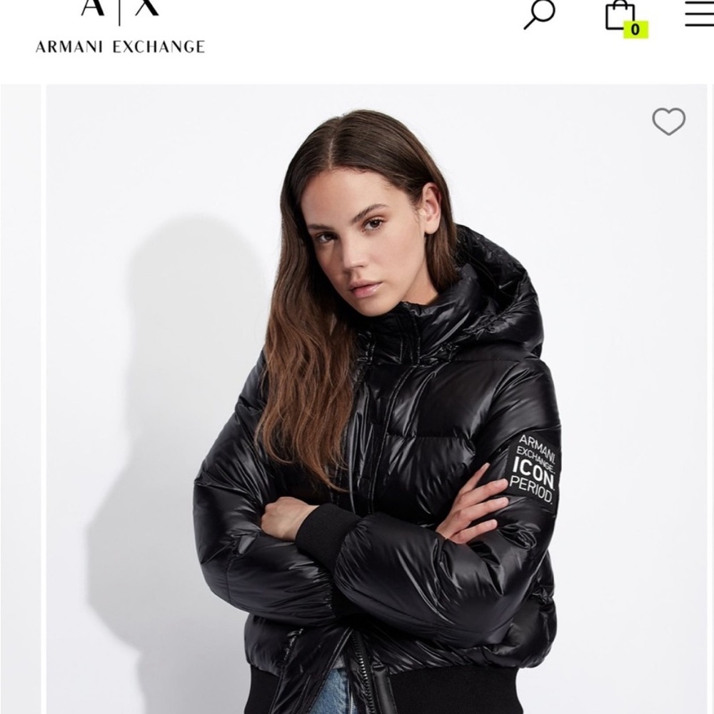 Armani Exchange down coat with hood, Size Medium.
